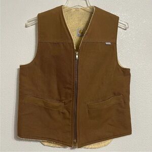 Vintage Carhartt 6SV Duck Hunting Brown Sherpa Lined Vest Union Made Men's M